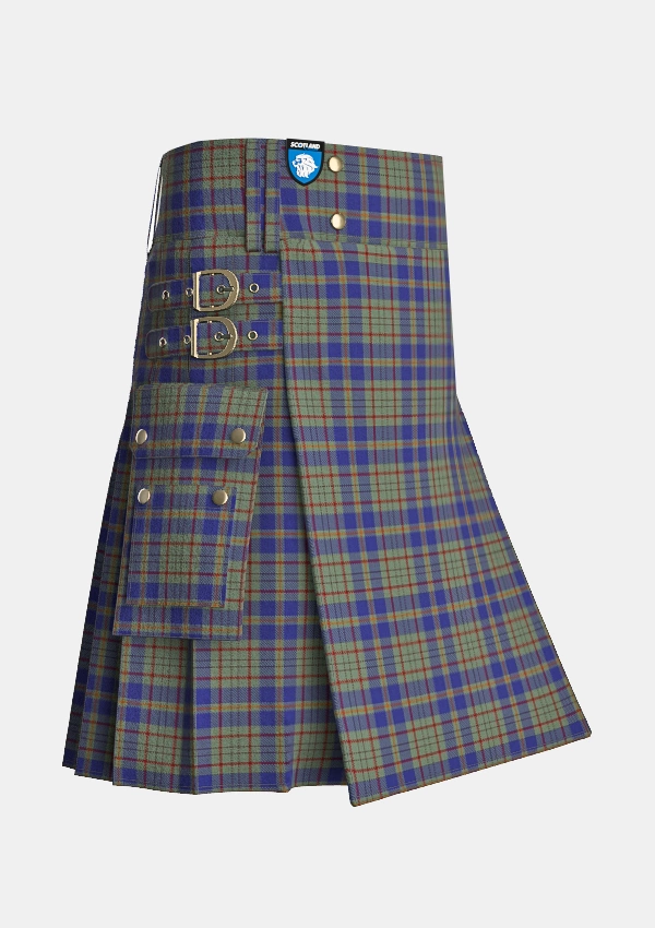 Utility_Kildare_County_Tartan_2262_kilt_side_image_with_pleated_design_and_adjustable_buckles_for_men