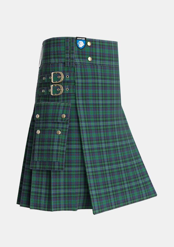 Utility_Killen_Tartan_6575_kilt_side_image_with_pleated_design_and_adjustable_buckles_for_men