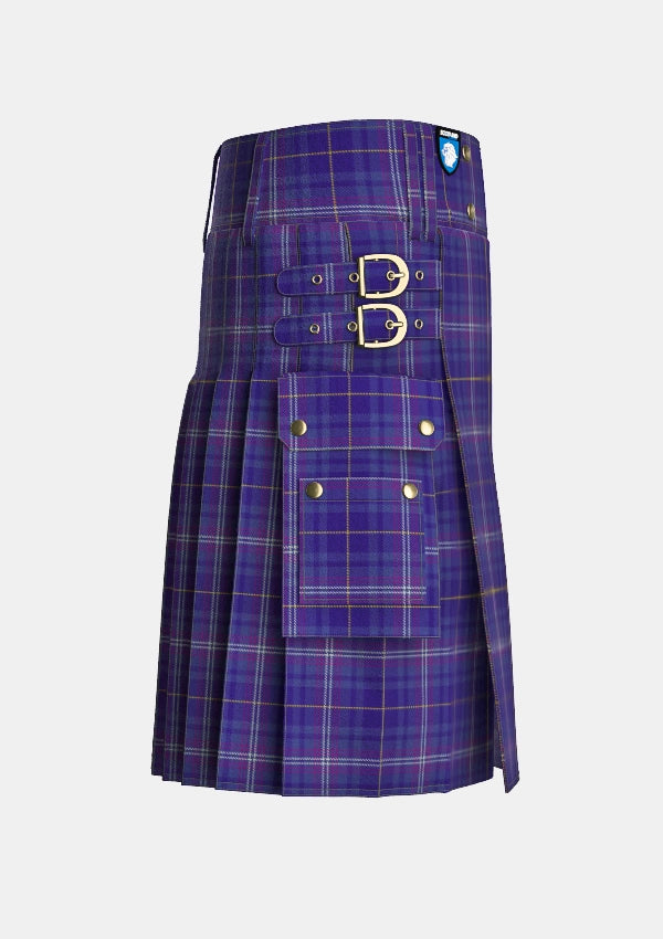 Utility_Kilmarnock_Football_Club_Tartan_6597_kilt_right_image_with_pleated_design_and_adjustable_buckles_for_men