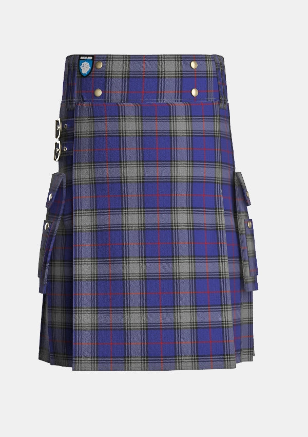 Utility_Kinnaird_Tartan_2242_kilt_front_image_with_pleated_design_and_adjustable_buckles_for_men