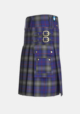 Utility_Kinnaird_Tartan_2242_kilt_right_image_with_pleated_design_and_adjustable_buckles_for_men