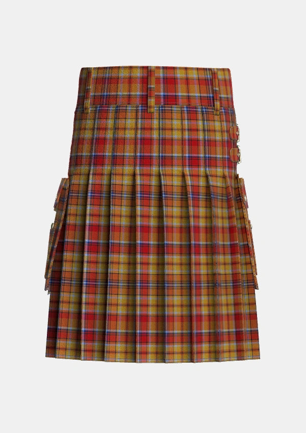 Utility_Kinross_2_Tartan_4179_kilt_back_image_with_pleated_design_and_adjustable_buckles_for_men