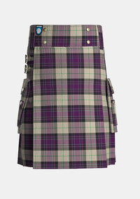 Utility_Kyle_Grape_Tartan_7585_kilt_front_image_with_pleated_design_and_adjustable_buckles_for_men