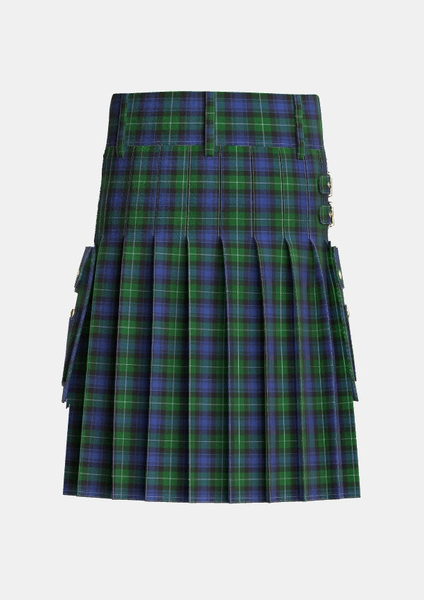 Utility_Lamont_2_Tartan_296_kilt_back_image_with_pleated_design_and_adjustable_buckles_for_men