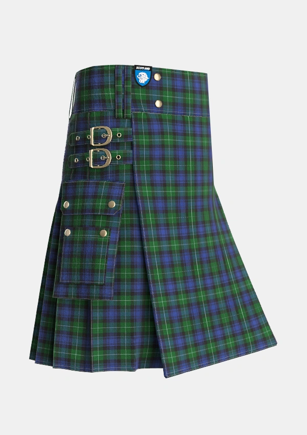Utility_Lamont_2_Tartan_296_kilt_side_image_with_pleated_design_and_adjustable_buckles_for_men