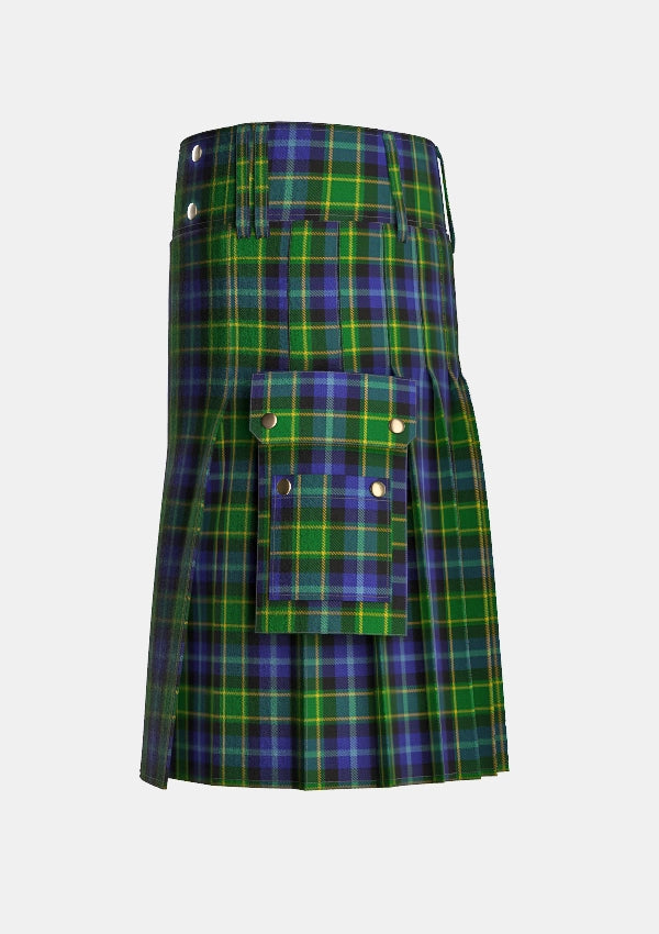 Utility_Lanarkshire_Tartan_2502_kilt_left_image_with_pleated_design_and_adjustable_buckles_for_men