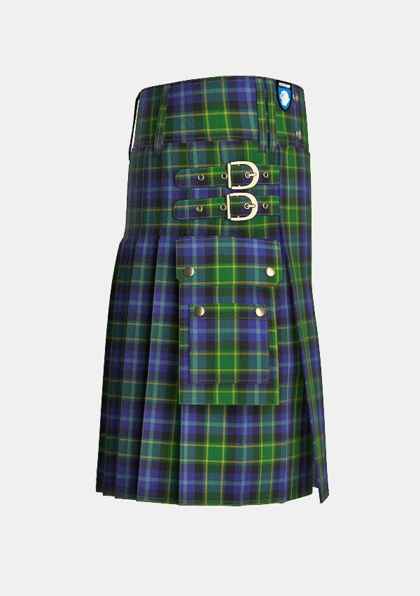 Utility_Lanarkshire_Tartan_2502_kilt_right_image_with_pleated_design_and_adjustable_buckles_for_men