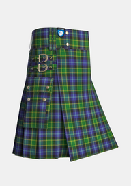 Utility_Lanarkshire_Tartan_2502_kilt_side_image_with_pleated_design_and_adjustable_buckles_for_men