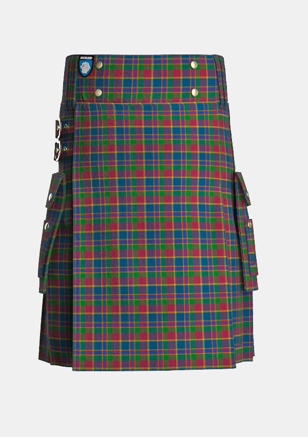 Utility_Land_s_End_Maroon_Tartan_2578_kilt_front_image_with_pleated_design_and_adjustable_buckles_for_men