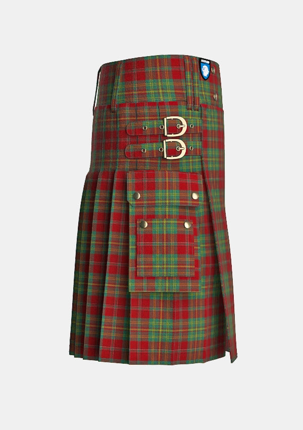 Utility_Leask_Tartan_905_kilt_right_image_with_pleated_design_and_adjustable_buckles_for_men