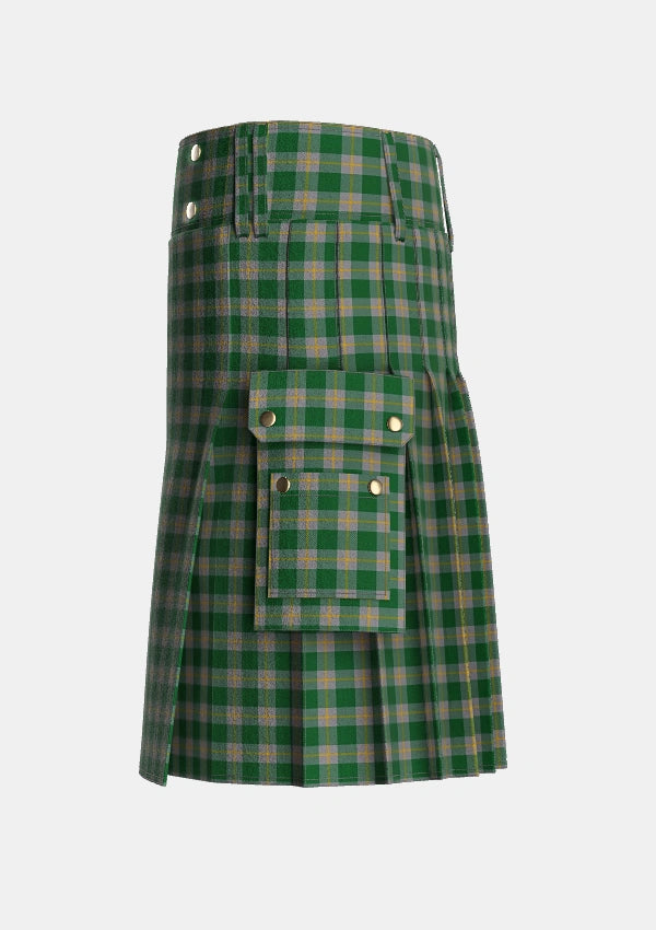Utility_Ledford_Tartan_835_kilt_left_image_with_pleated_design_and_adjustable_buckles_for_men