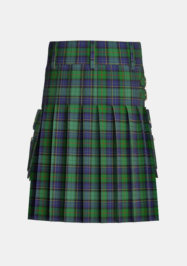 Utility_Leinster_Tartan_4062_kilt_back_image_with_pleated_design_and_adjustable_buckles_for_men