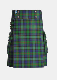 Utility_Leinster_Tartan_4062_kilt_front_image_with_pleated_design_and_adjustable_buckles_for_men