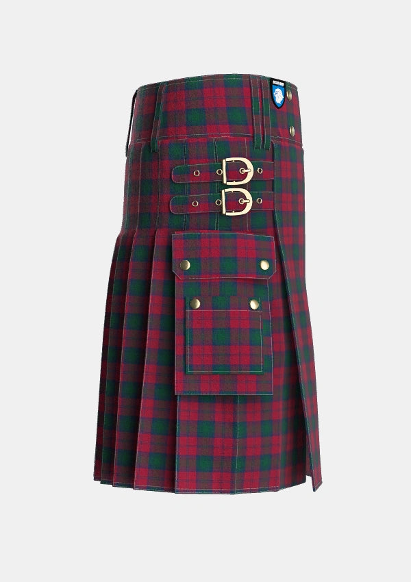Utility_Lindsay_2_Tartan_704_kilt_right_image_with_pleated_design_and_adjustable_buckles_for_men