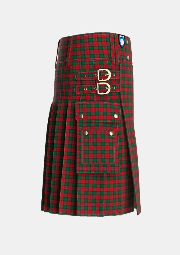 Utility_Lindsay_Two_Tartan_758_kilt_right_image_with_pleated_design_and_adjustable_buckles_for_men