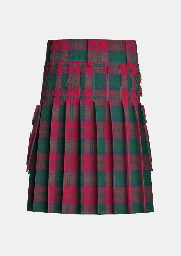 Utility_Lindsay_tartan_kilt_back_image_with_pleated_design_and_adjustable_buckles_for_men