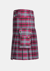 Utility_Little_of_Morton_Rigg_tartan_2349_kilt_left_image_with_pleated_design_and_adjustable_buckles_for_men