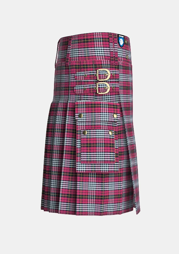 Utility_Little_of_Morton_Rigg_tartan_2349_kilt_right_image_with_pleated_design_and_adjustable_buckles_for_men