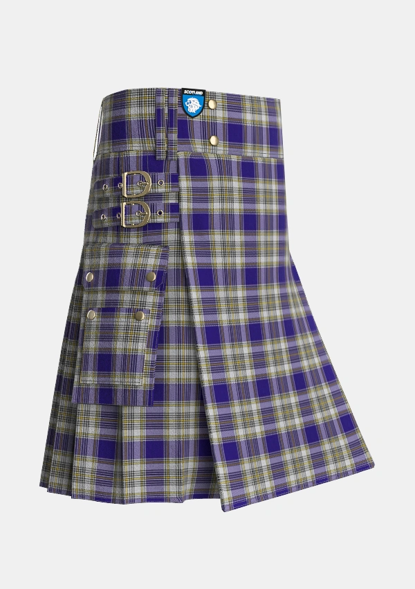 Utility_Livingstone_Dress_Tartan_650_kilt_side_image_with_pleated_design_and_adjustable_buckles_for_men