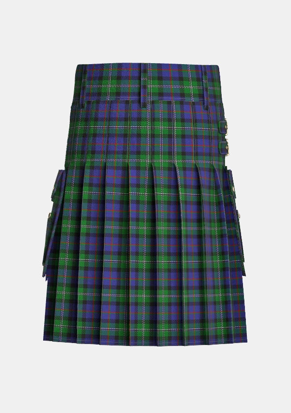 Utility_Loch_Carron_tartan_731_kilt_back_image_with_pleated_design_and_adjustable_buckles_for_men