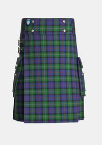 Utility_Loch_Carron_tartan_731_kilt_front_image_with_pleated_design_and_adjustable_buckles_for_men