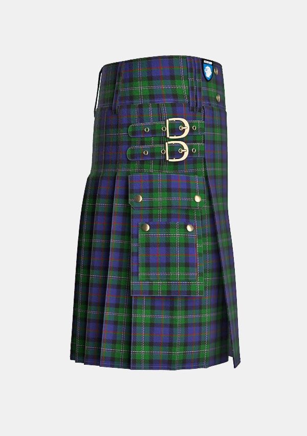 Utility_Loch_Carron_tartan_731_kilt_right_image_with_pleated_design_and_adjustable_buckles_for_men