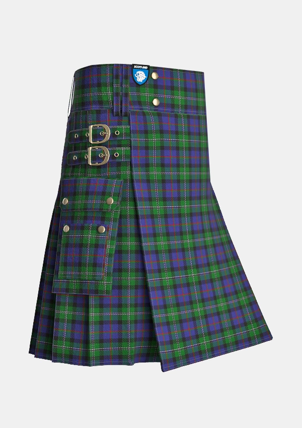 Utility_Loch_Carron_tartan_731_kilt_side_image_with_pleated_design_and_adjustable_buckles_for_men