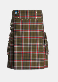 Utility_Loch_Ness_tartan_1219_kilt_front_image_with_pleated_design_and_adjustable_buckles_for_men
