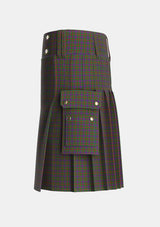 Utility_Logan_1819_Tartan_398_kilt_left_image_with_pleated_design_and_adjustable_buckles_for_men