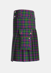 Utility_Logan_1831_Tartan_490_kilt_left_image_with_pleated_design_and_adjustable_buckles_for_men