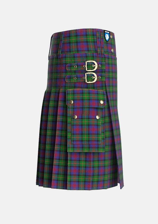 Utility_Logan_1831_Tartan_490_kilt_right_image_with_pleated_design_and_adjustable_buckles_for_men