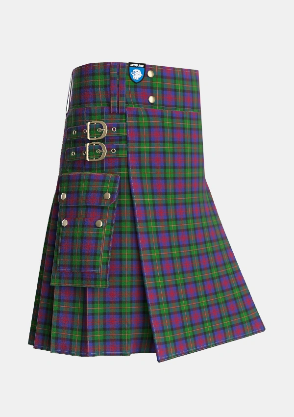Utility_Logan_1831_Tartan_490_kilt_side_image_with_pleated_design_and_adjustable_buckles_for_men