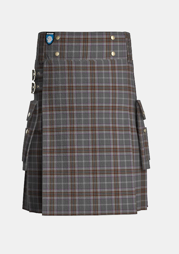 Utility_Lomond_Mist_tartan_10442_kilt_front_image_with_pleated_design_and_adjustable_buckles_for_men