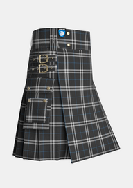 Utility_London_Fog_Black_Tartan_7269_kilt_side_image_with_pleated_design_and_adjustable_buckles_for_men