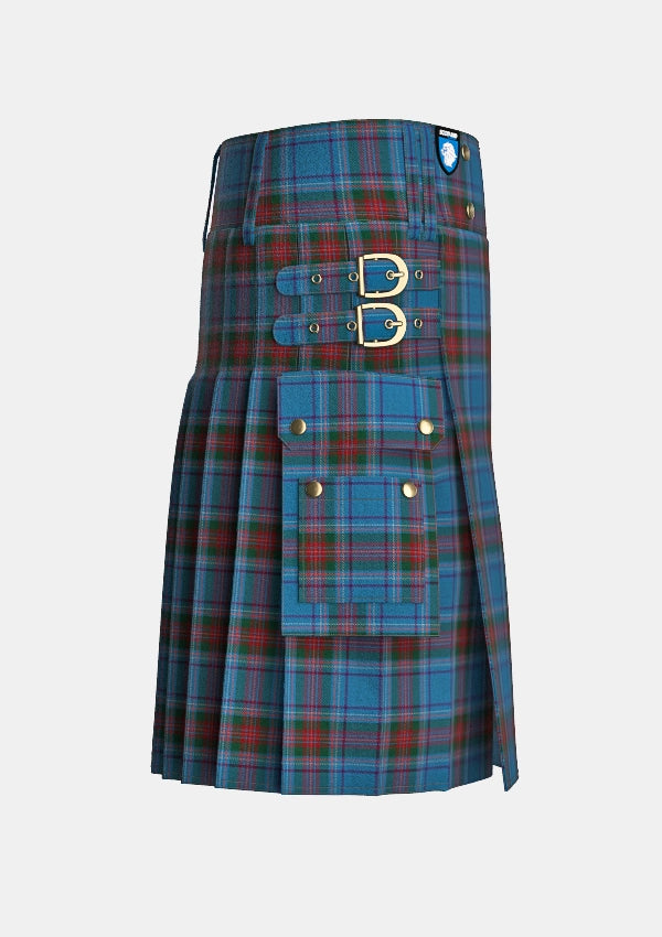 Utility_Louth_County_Tartan_2277_kilt_right_image_with_pleated_design_and_adjustable_buckles_for_men