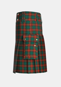 Utility_Lowland_Donnelly_tartan_10114_kilt_left_image_with_pleated_design_and_adjustable_buckles_for_men