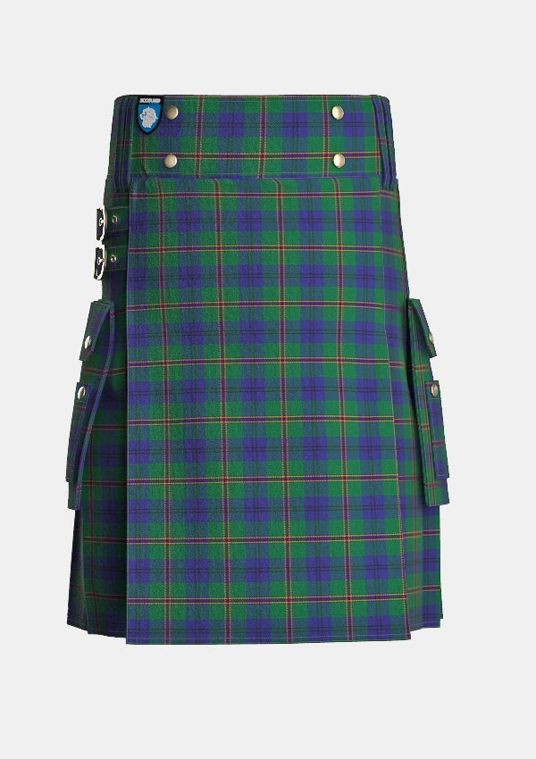 Utility_Lowry_Tartan_4220_kilt_front_image_with_pleated_design_and_adjustable_buckles_for_men
