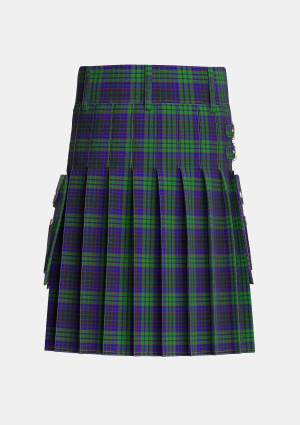 Utility_Lumsden_Green_Tartan_6024_kilt_back_image_with_pleated_design_and_adjustable_buckles_for_men