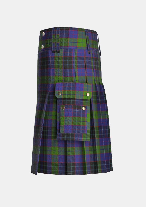 Utility_Lumsden_Hunting_tartan_2366_kilt_left_image_with_pleated_design_and_adjustable_buckles_for_men