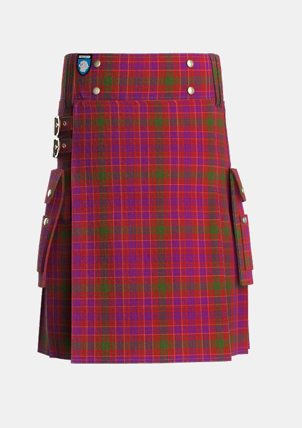 Utility_Lumsden_of_Clova_Tartan_417_kilt_front_image_with_pleated_design_and_adjustable_buckles_for_men