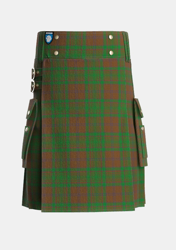 Utility_MacAlister_of_Glenbarr_Hunting_Tartan_910_kilt_front_image_with_pleated_design_and_adjustable_buckles_for_men