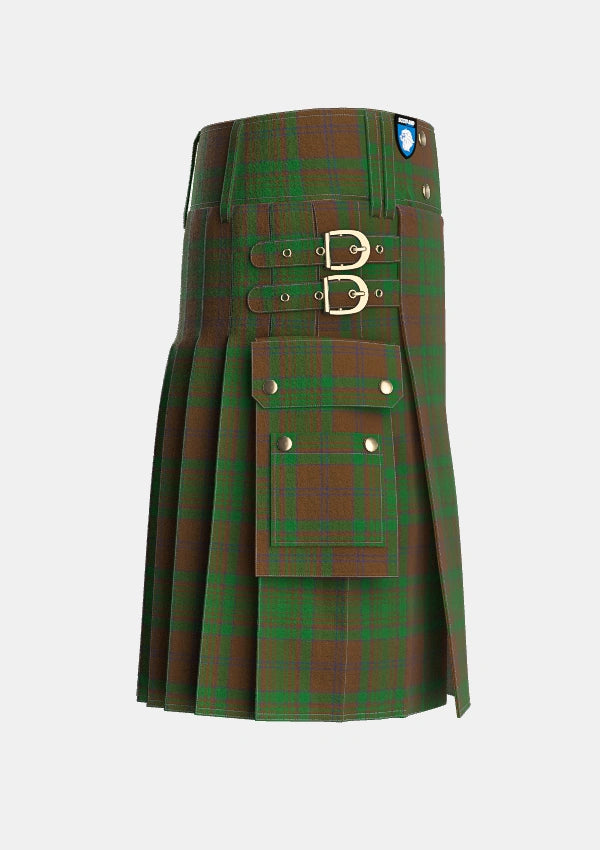 Utility_MacAlister_of_Glenbarr_Hunting_Tartan_910_kilt_right_image_with_pleated_design_and_adjustable_buckles_for_men