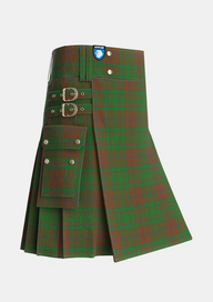 Utility_MacAlister_of_Glenbarr_Hunting_Tartan_910_kilt_side_image_with_pleated_design_and_adjustable_buckles_for_men