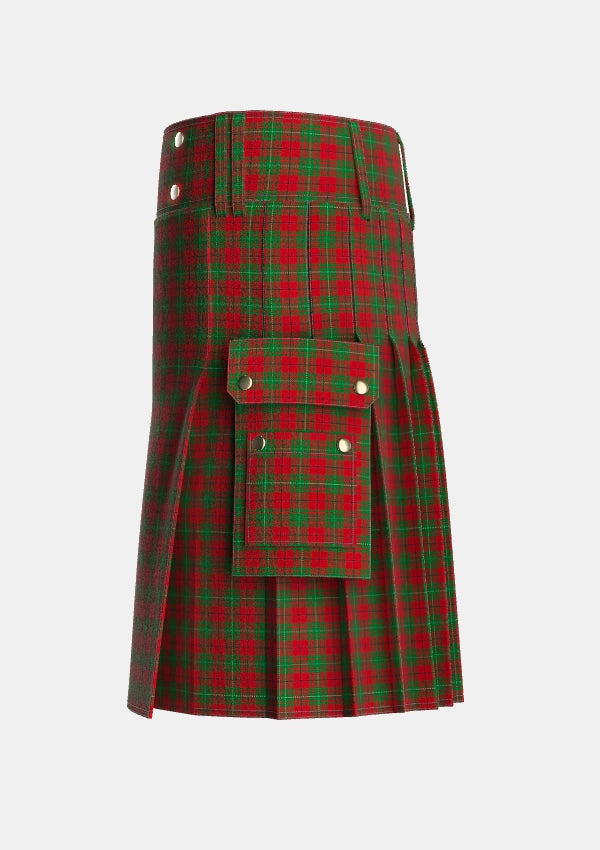 Utility_MacAulay_1880_Tartan_1164_kilt_left_image_with_pleated_design_and_adjustable_buckles_for_men