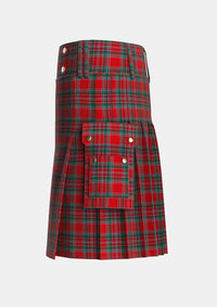 Utility_MacBean_Clan_Tartan_925_kilt_left_image_with_pleated_design_and_adjustable_buckles_for_men