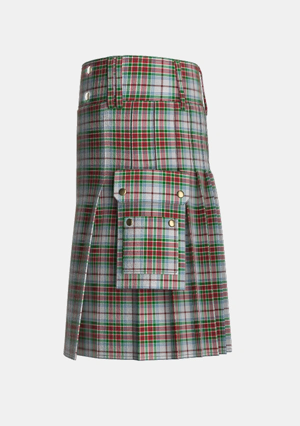 Utility_MacBean_Dress_Tartan_2415_kilt_left_image_with_pleated_design_and_adjustable_buckles_for_men