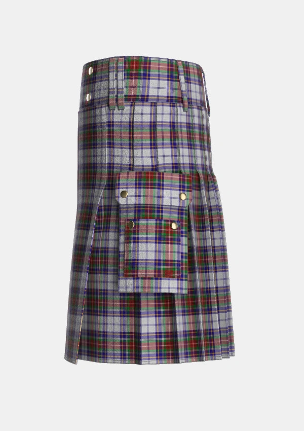 Utility_MacBeth_Dress_Tartan_3319_kilt_left_image_with_pleated_design_and_adjustable_buckles_for_men
