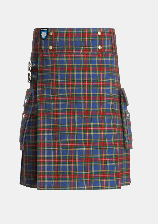 Utility_MacBeth_Two_Tartan_679_kilt_front_image_with_pleated_design_and_adjustable_buckles_for_men