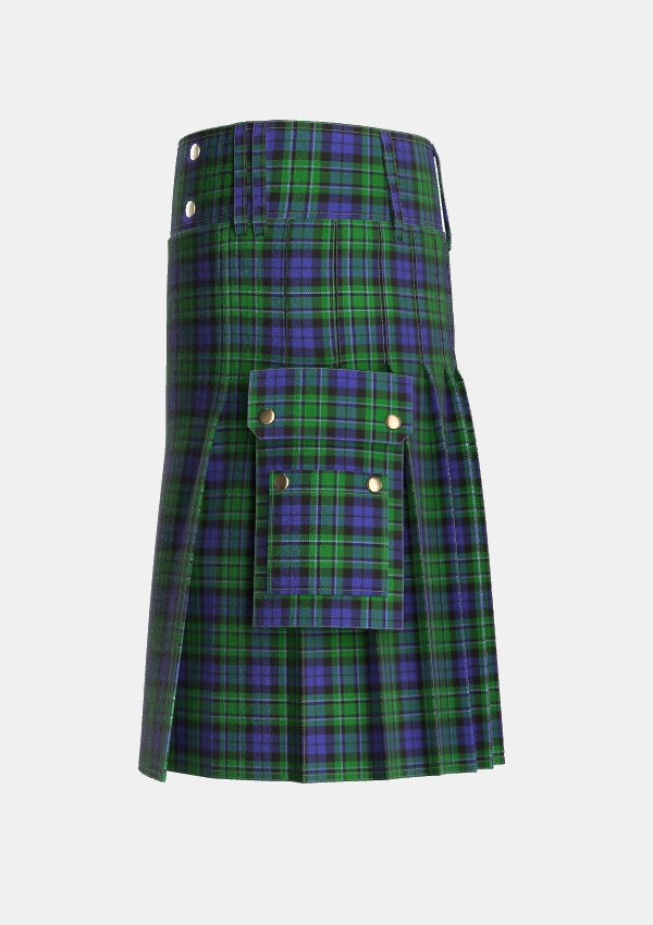 Utility_MacCallum_2_Tartan_767_kilt_left_image_with_pleated_design_and_adjustable_buckles_for_men
