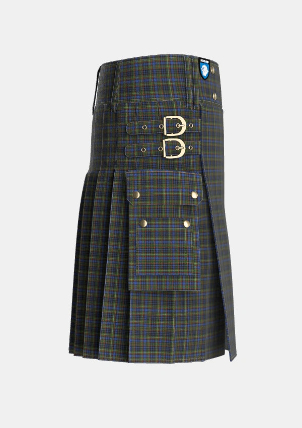 Utility_MacClellan_Tartan_325_kilt_right_image_with_pleated_design_and_adjustable_buckles_for_men